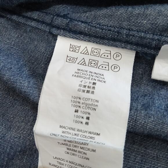 Michael Kors Womens Large 100% Cotton Chambray Tunic Top Short Sleeve Round Hem - Picture 7 of 9